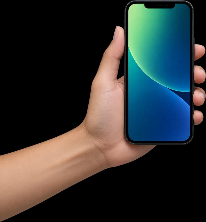 Χέρι που κρατά iPhone σαν καινούριο