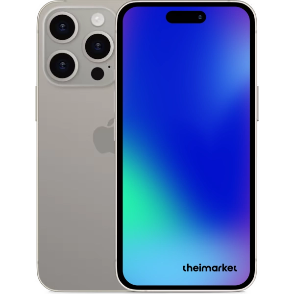 Μεταχειρισμένο iPhone 15 Pro Max Natural Titanium, μπροστινή και πίσω όψη