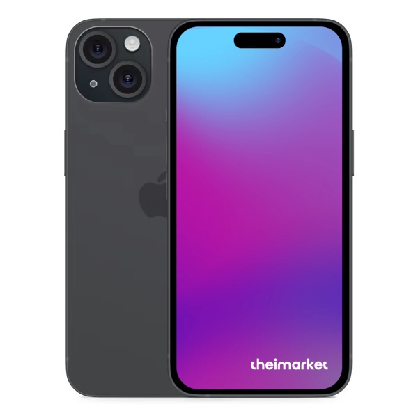 Μεταχειρισμένο iPhone 15 μαύρο, μπροστινή και πίσω όψη