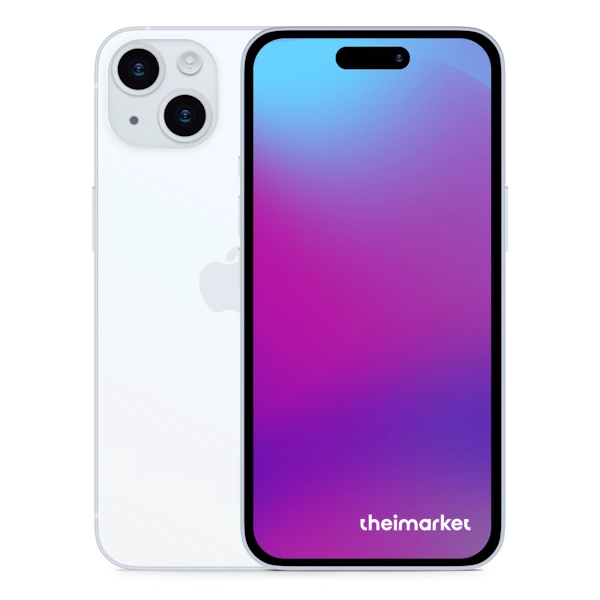 Εκθεσιακό iPhone 15 λευκό, μπροστινή και πίσω όψη