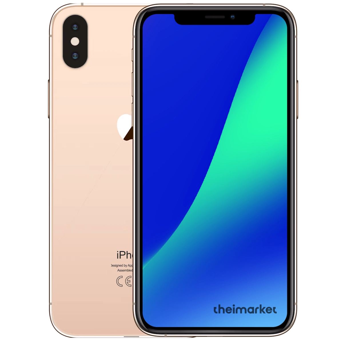 Μεταχειρισμένο iPhone XS MAX χρυσό, μπροστινή και πίσω όψη